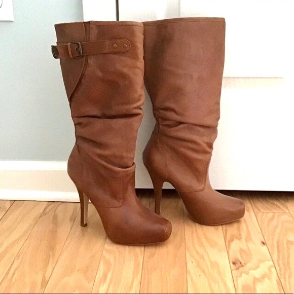 Shi by JOURNEYS Shoes - SHI by Journey Camel Tan Tall Heel Leather Boots